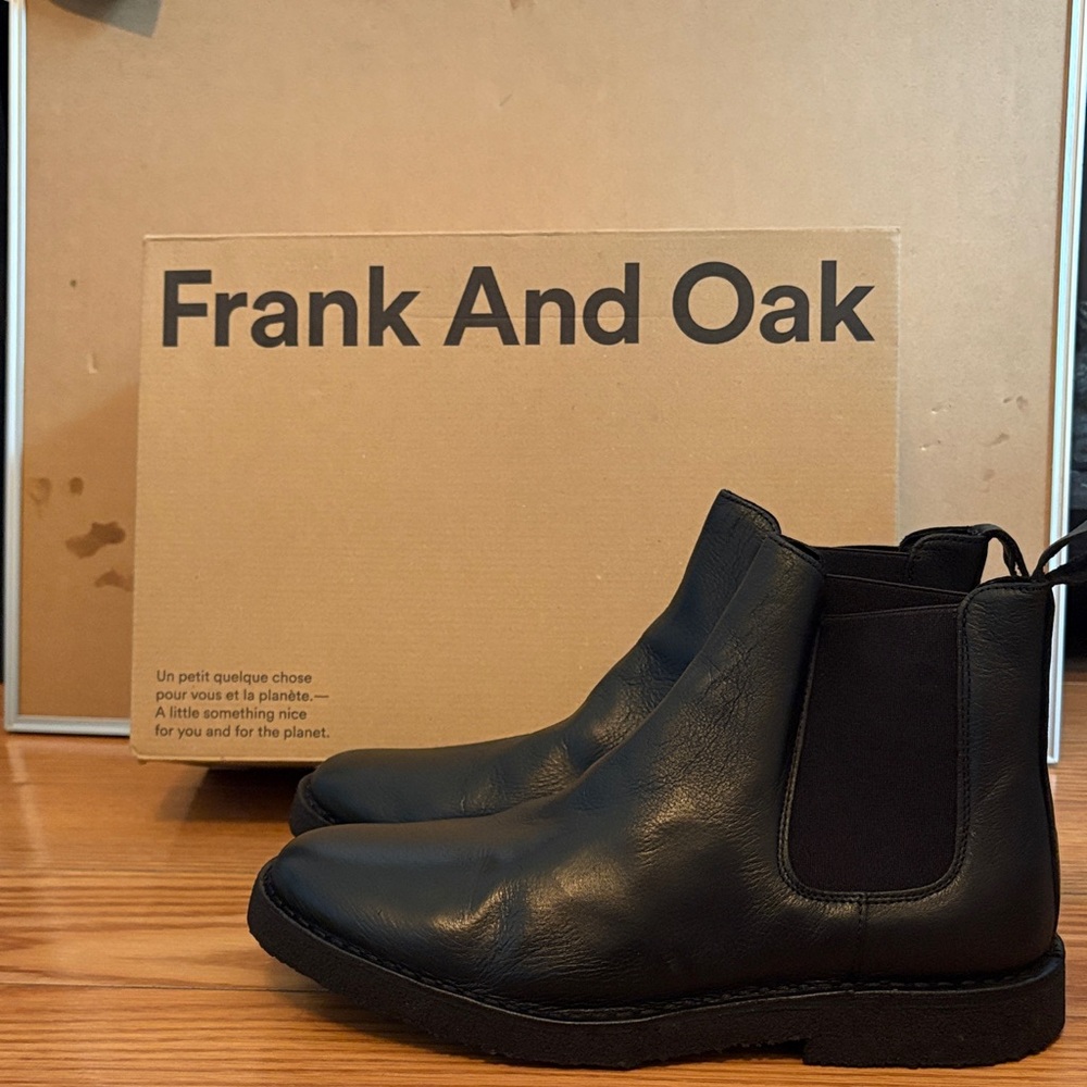 Frank and Oak Men's Black Leather Chelsea Boots